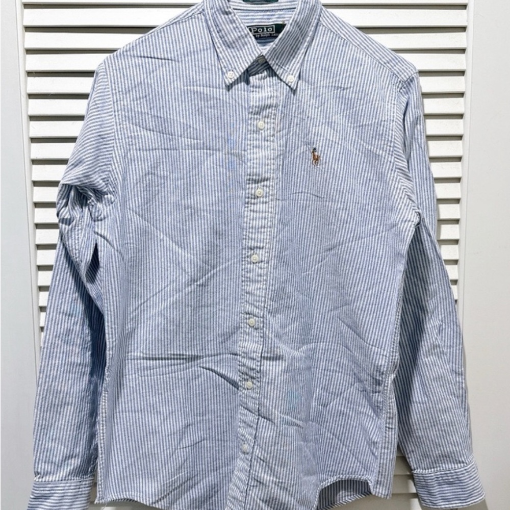 Ralph Lauren Blue and White Casual Button Down Shirt